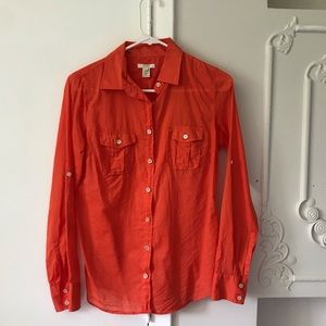 J. Crew orange button down shirt size 2 (Xs)